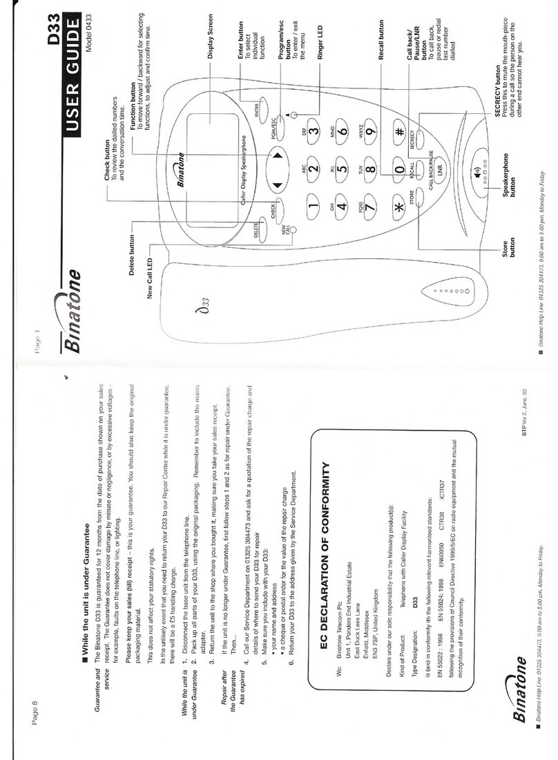 Binatone 433 user guide