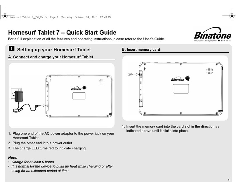 Binatone HOMESURF TABLET 7 - quick start guide