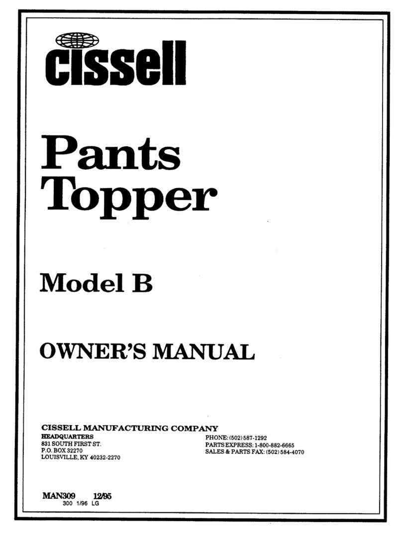 Cissell PANTOPBMAN309 owner's manual
