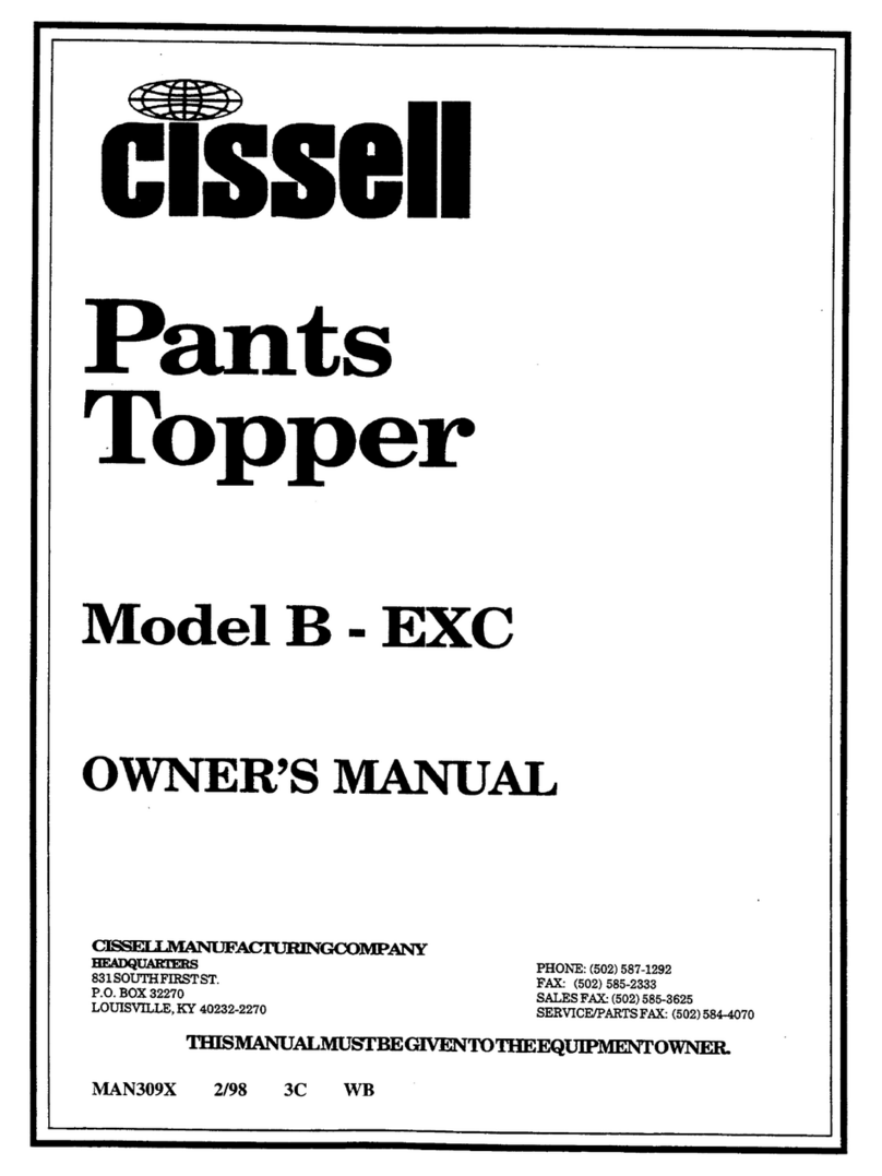 Cissell PANTOPBEXCMAN309X owner's manual