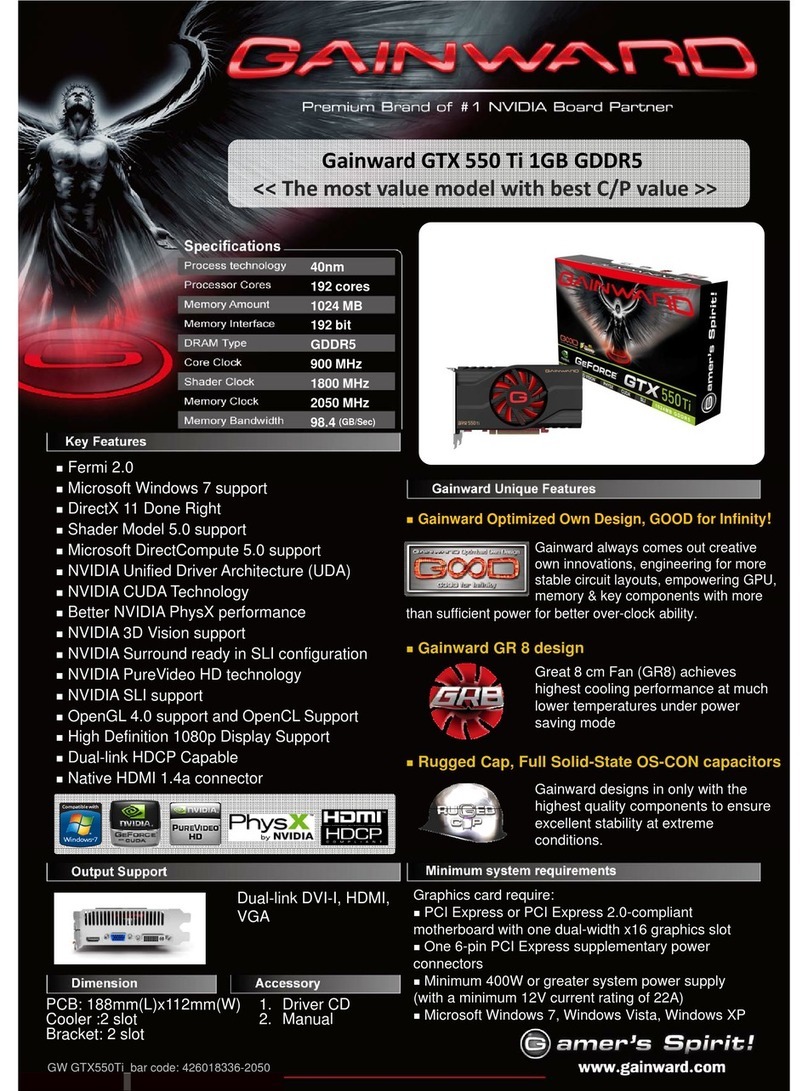 Gainward GTX 550 TI 1024MB User manual