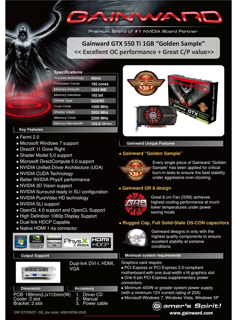 Gainward GTX 550 TI 1024MB GOLDEN SAMPLE User manual