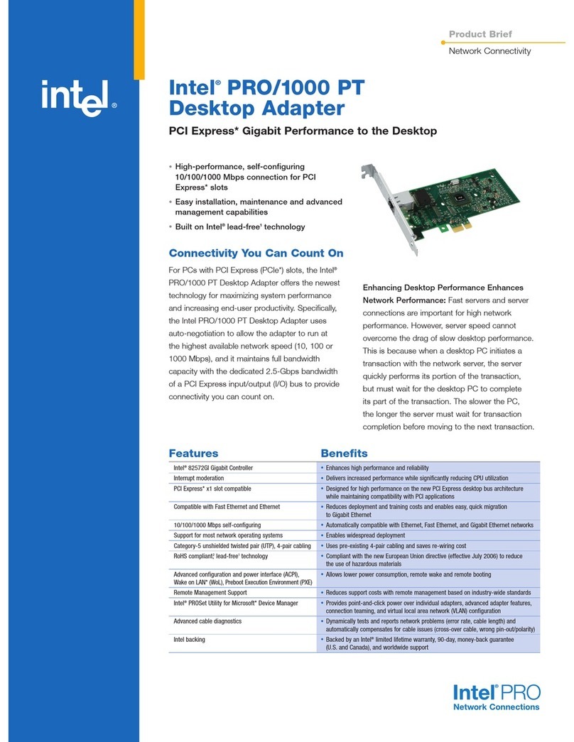 Intel PRO 1000 PT DESKTOP ADAPTER datasheet
