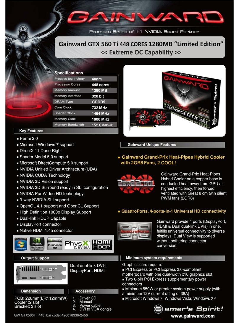 Gainward GTX 560 Ti 448 CORES 1280MB “Limited... User manual Gainward GTX 560 Ti 448 CORES 1280MB “Limited... User manual