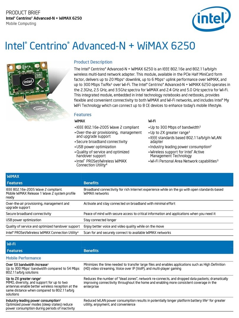 Intel CentrUser's Guideino Advanced-N + WiMAX 6250 datasheet