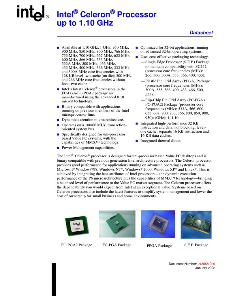 Intel CELERON 1.10 GHZ datasheet