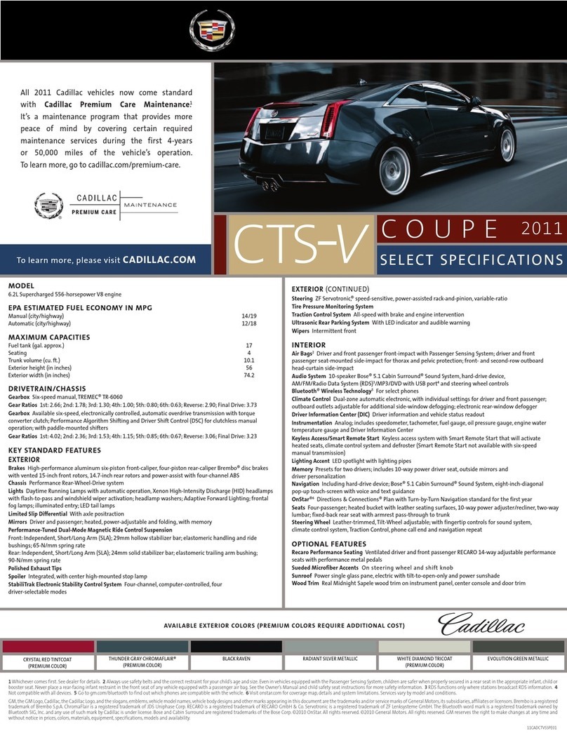 Cadillac 2011 CTS-V Sports Sedan Specifications