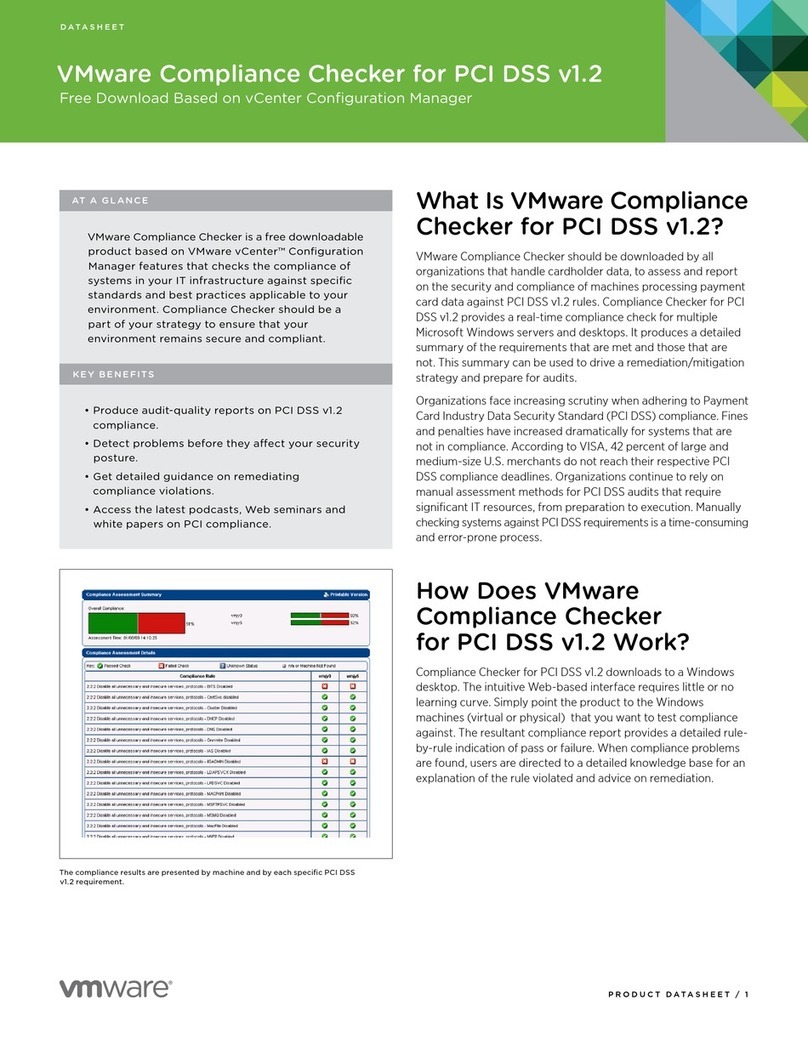 VMware COMPLIANCE CHECKER - DATASHEET FOR PCI DSS... User manual