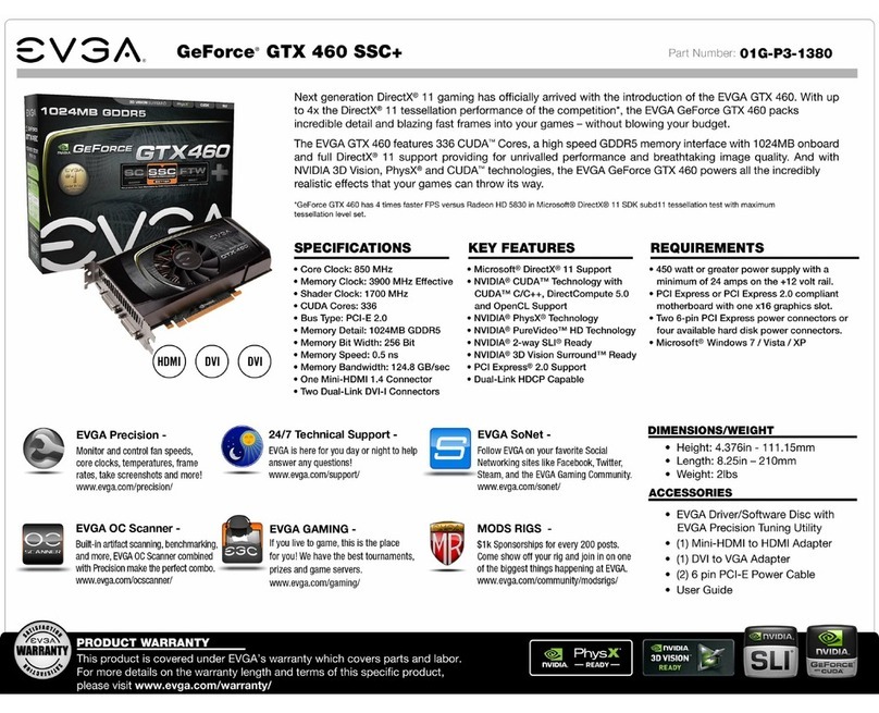 EVGA GeForce GTX 460 SSC w/ Backplate User manual EVGA GeForce GTX 460 SSC w/ Backplate User manual