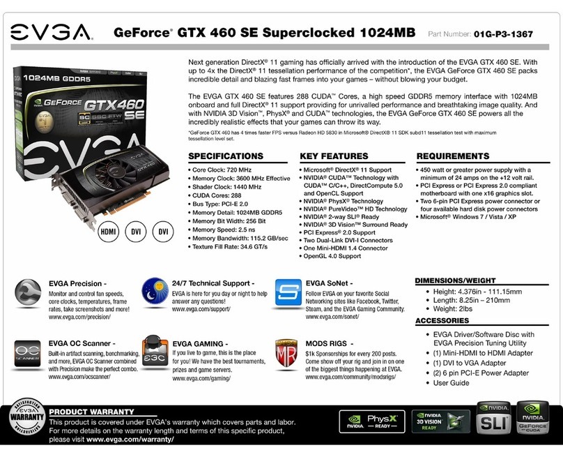 EVGA GeForce GTX 460 SE Superclocked specification