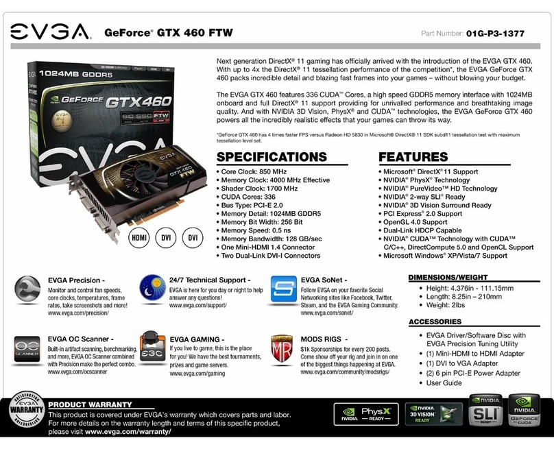 EVGA GeForce GTX 460 FTW 1024MB User manual