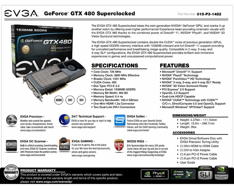 EVGA GeForce GTX 480 SuperClocked Specifications EVGA GeForce GTX 480 SuperClocked Specifications