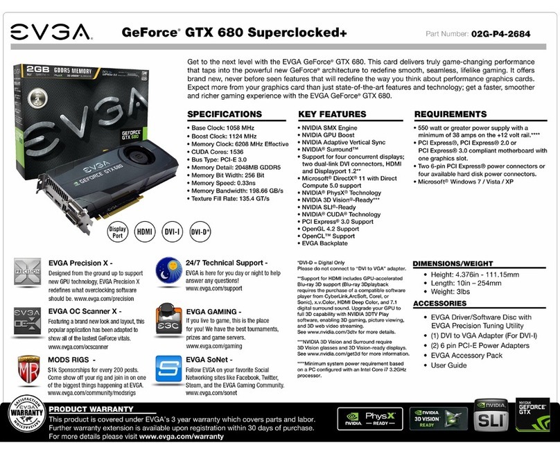 EVGA GeForce GTX 680 SC w/Backplate specification