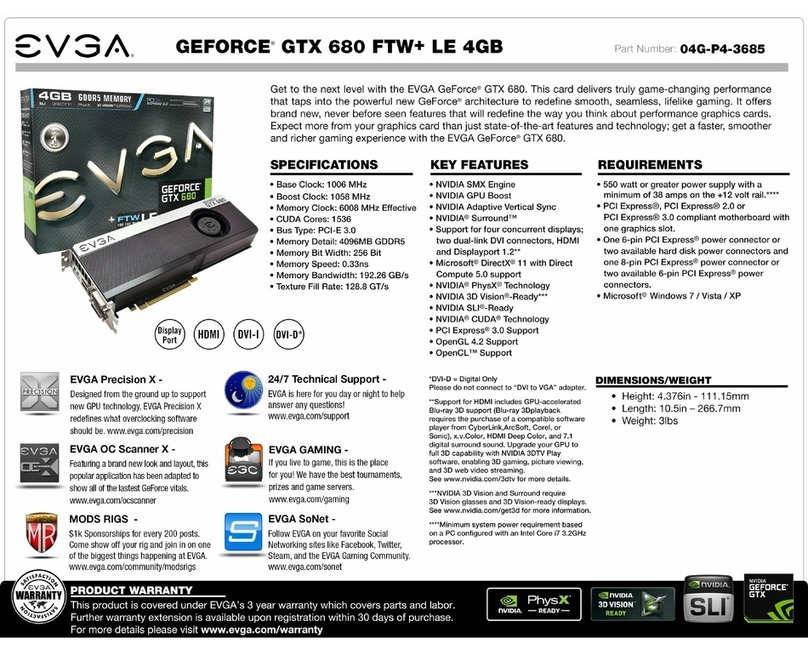 EVGA GeForce GTX 680 FTW LE 4GB w/Backplate specification