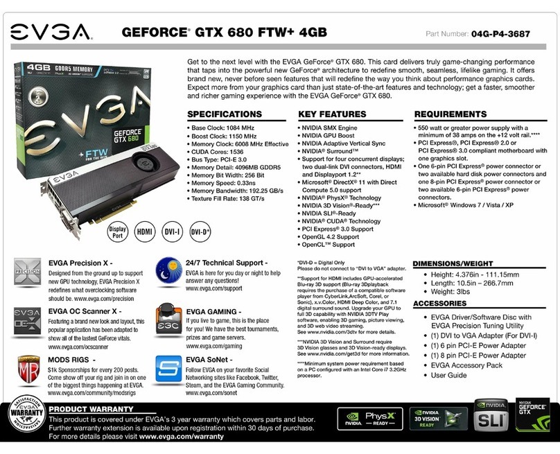 EVGA GeForce GTX 680 FTW 4GB w/Backplate specification