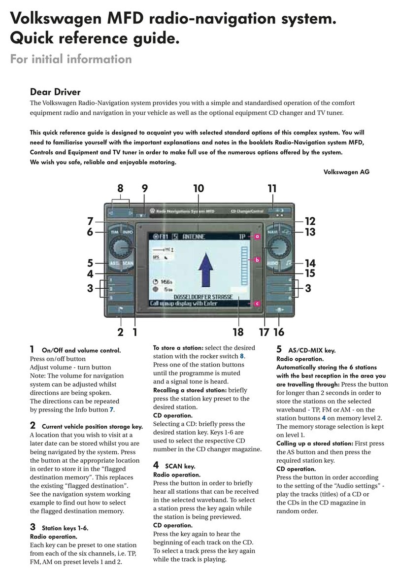 Volkswagen MFD RADIO NAVIGATION SYSTEM Quick reference guide