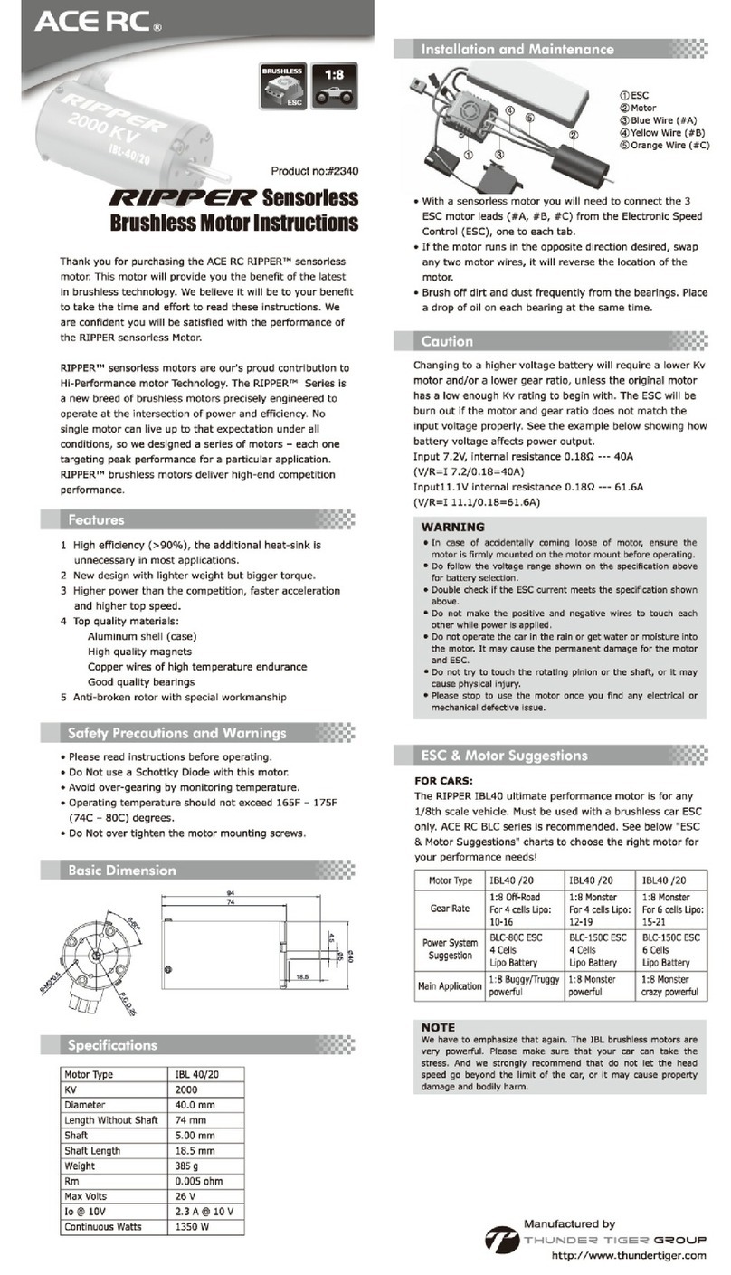 ACE RC RIPPER SENSORLESS - BRUSHLESS MOTOR instructions