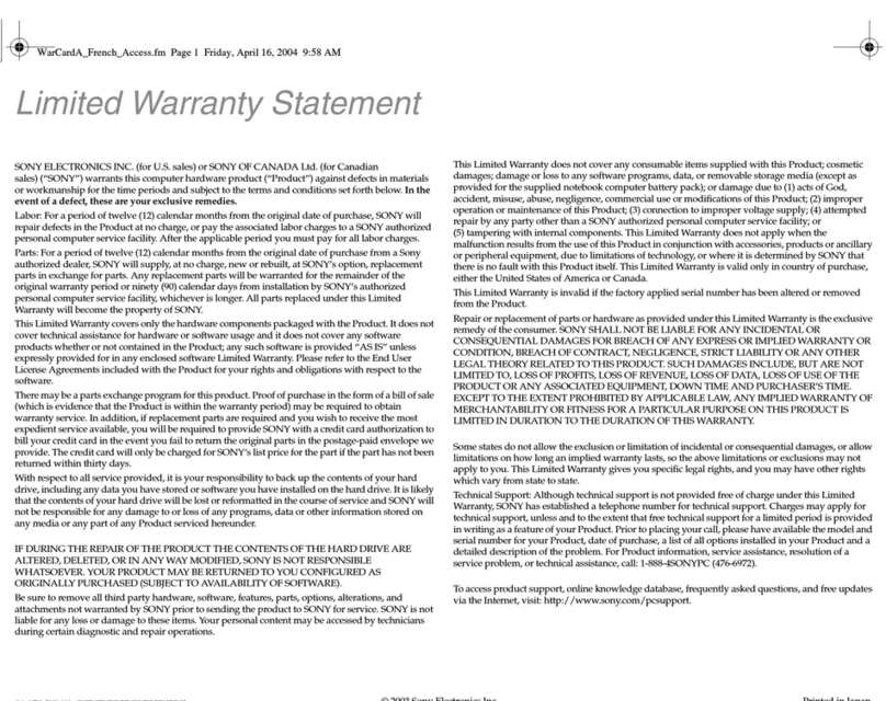 Sony VGP-MR100U - Room Link 2 Use and maintenance manual