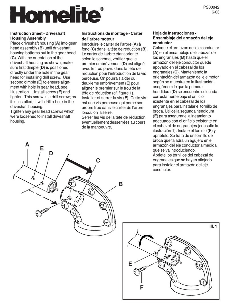 Homelite PS00042 instruction sheet