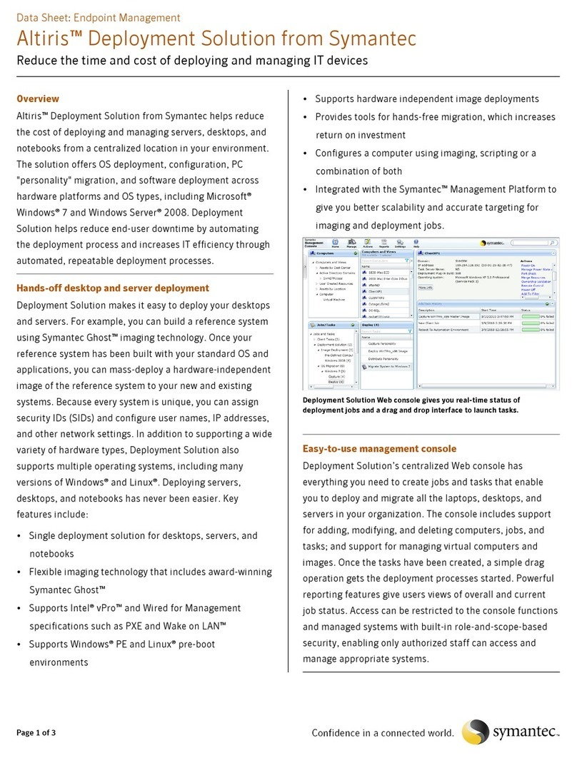 Symantec ALTIRIS DEPLOYMENT SOLUTION User manual