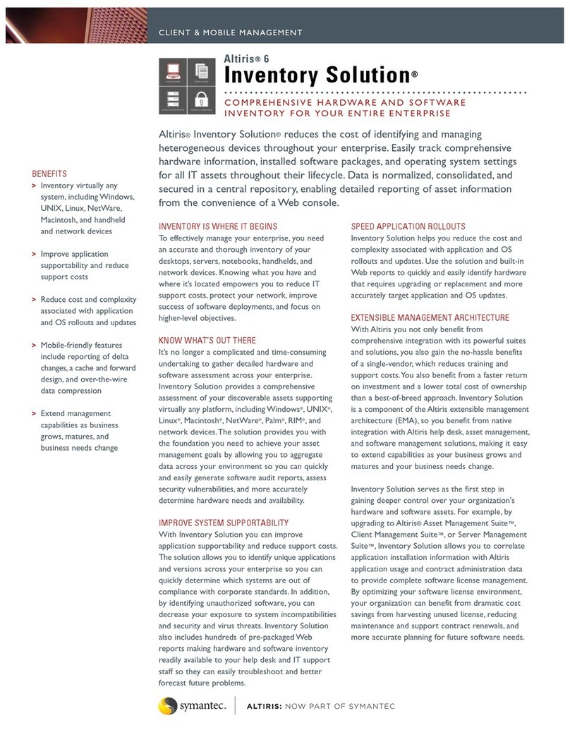 Symantec ALTIRIS 6 INVENTORY SOLUTION User manual