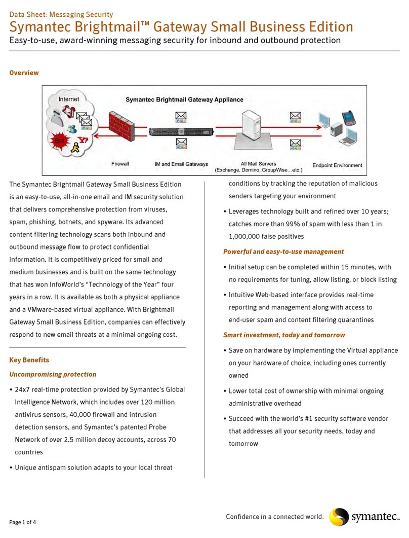 Symantec BRIGHTMAIL GATEWAY SMALL BUSINESS EDITION User manual
