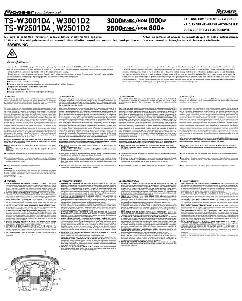 Pioneer TS-W3001D2 - Premier Car Subwoofer Driver User manual