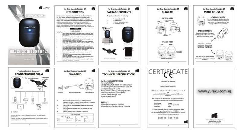 YURAKU YUR.BEAT CAPSULE SPEAKER G2 instruction manual
