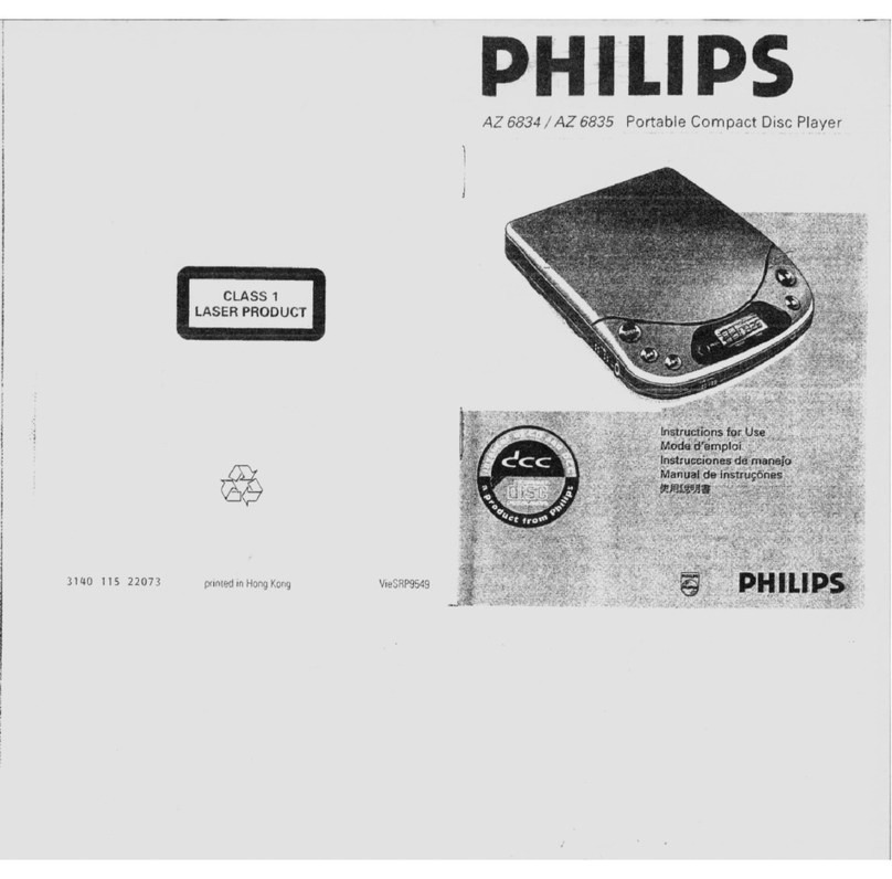 Philips AZ6834 - Portable Radio Cass Rec Instruction Manual