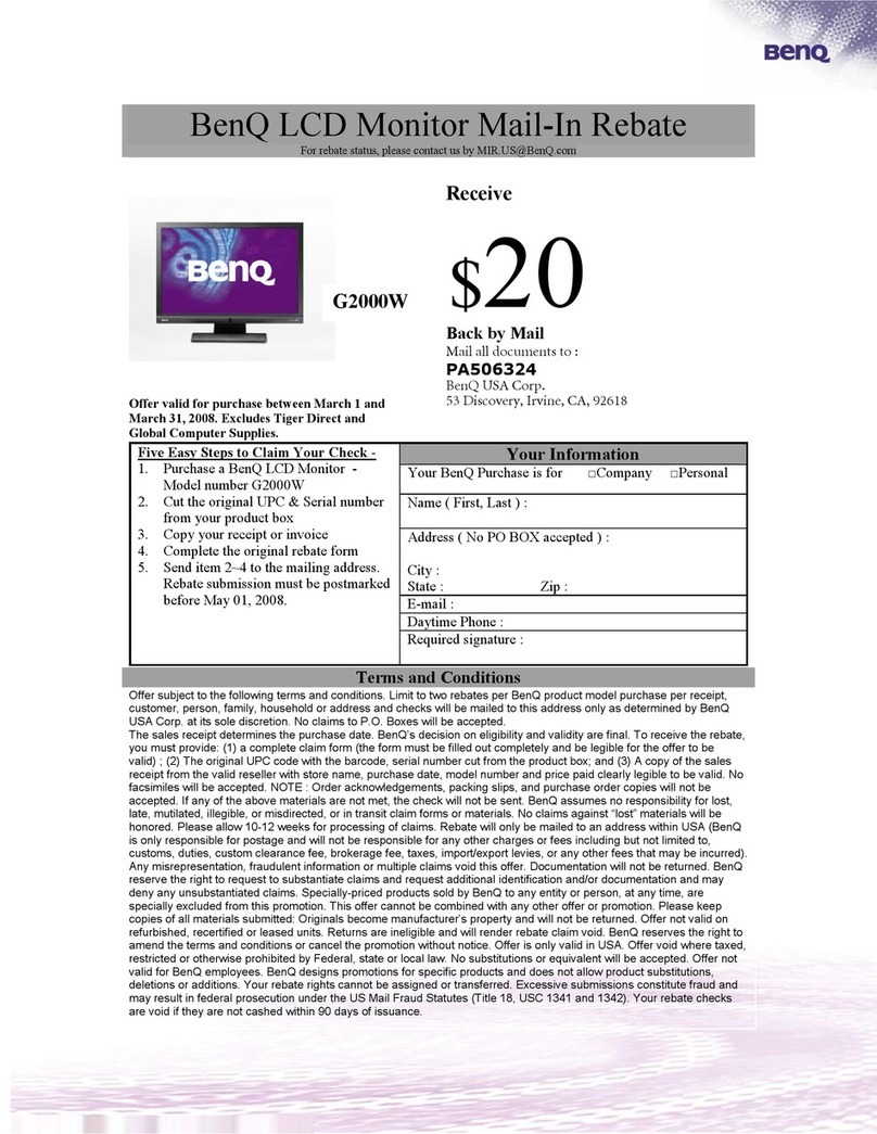BenQ G2000WD - 20.1" LCD Monitor User manual