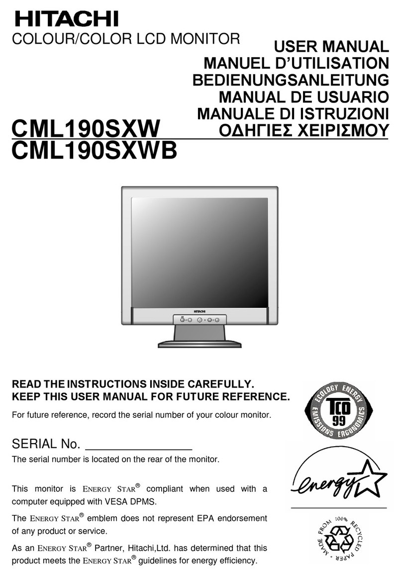 Hitachi CML190SXWB - 19" LCD Monitor User manual