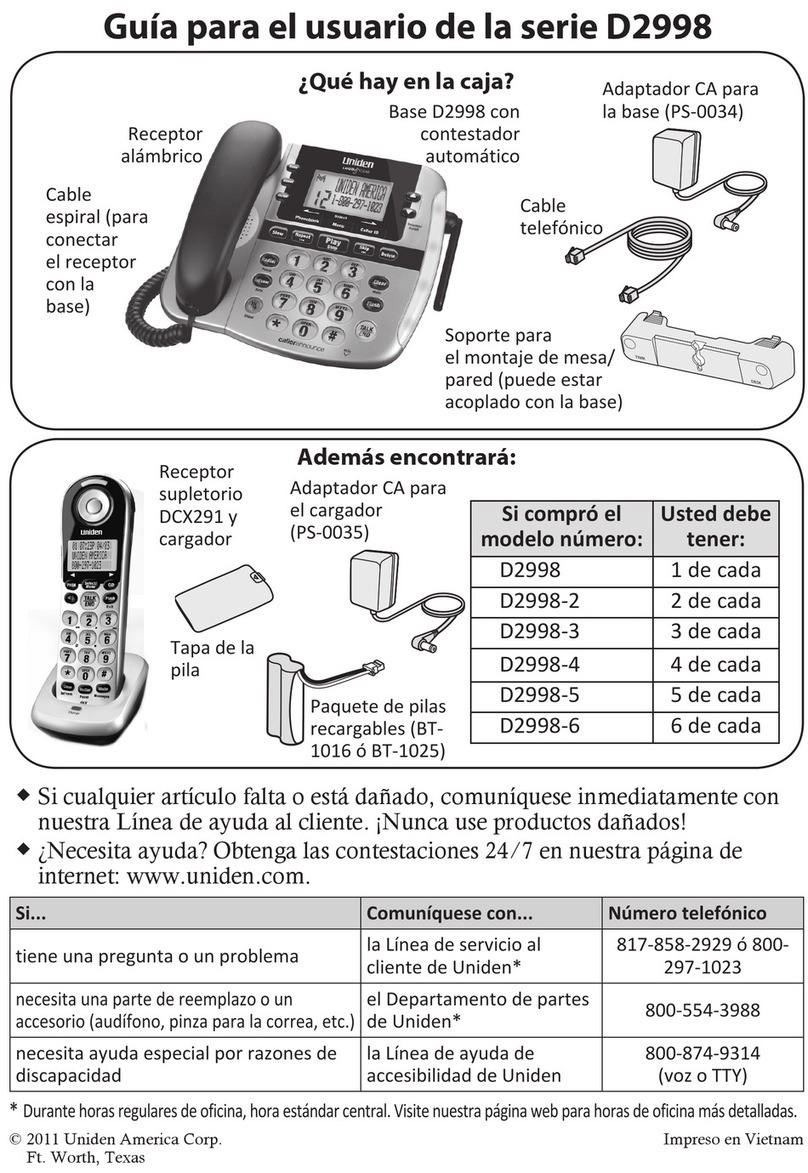 Uniden D2998 User manual