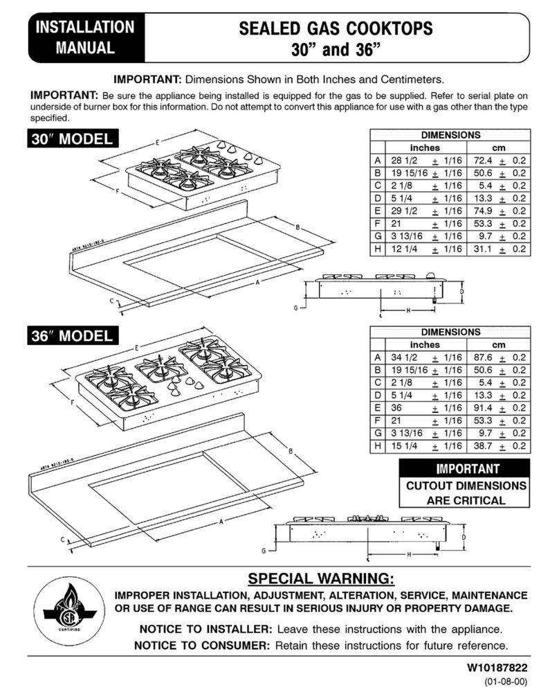 Maytag MGC4436BDC - 36in Gas Cooktops installation manual Maytag MGC4436BDC - 36in Gas Cooktops installation manual