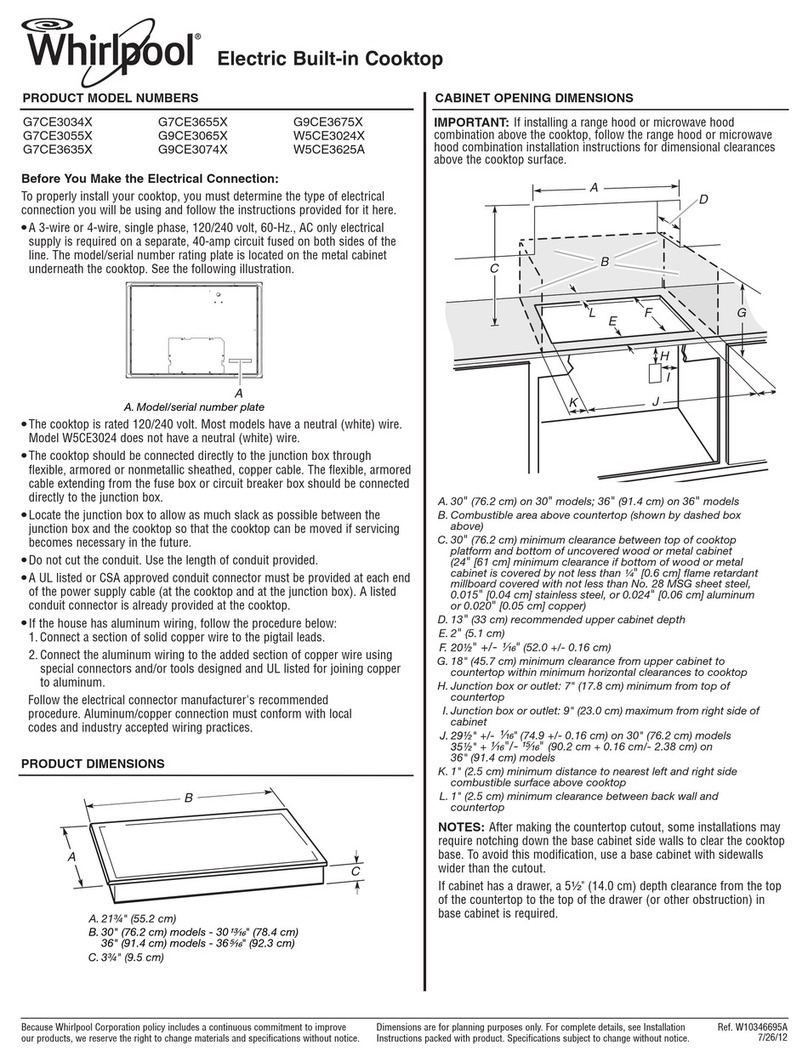 Whirlpool G7CE3034X - DIMENSIONS GUIDE Product dimensions