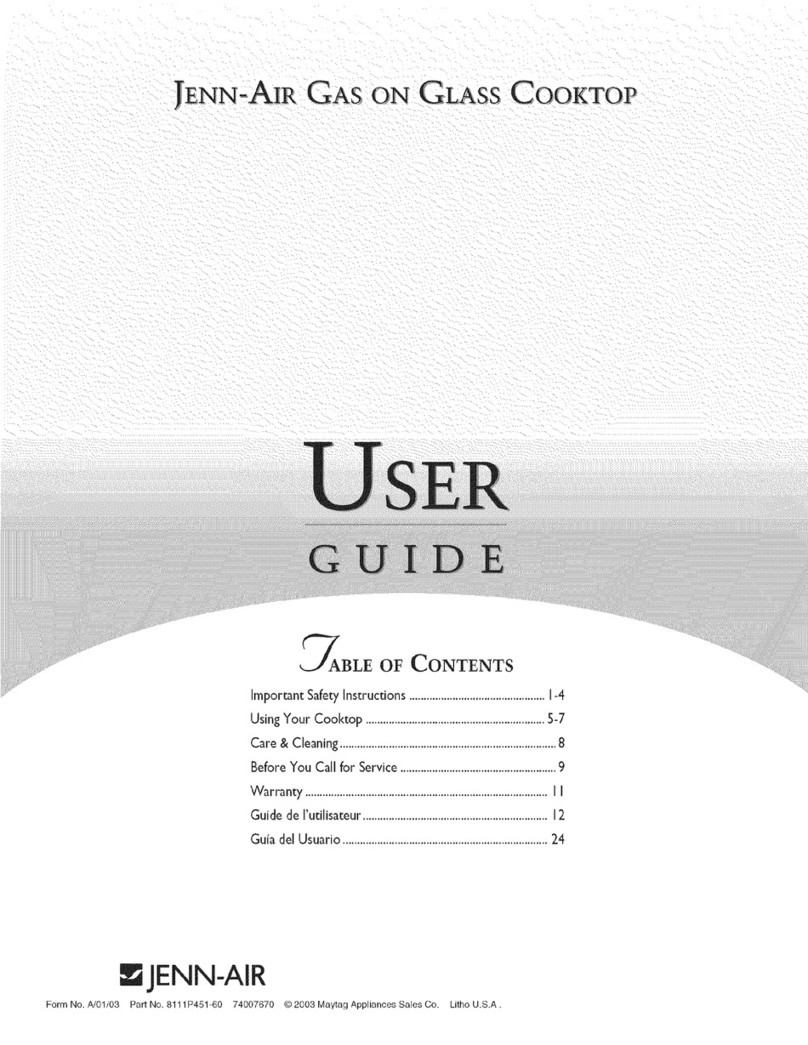 Jenn-Air JGC9536ADB - 36" Gas Cooktop user guide
