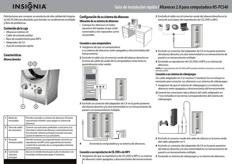 Insignia NS-PCS40 Quick setup guide Insignia NS-PCS40 Quick setup guide