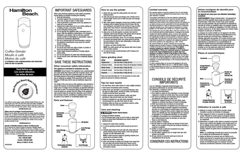 Hamilton Beach 80350 Owner's manual