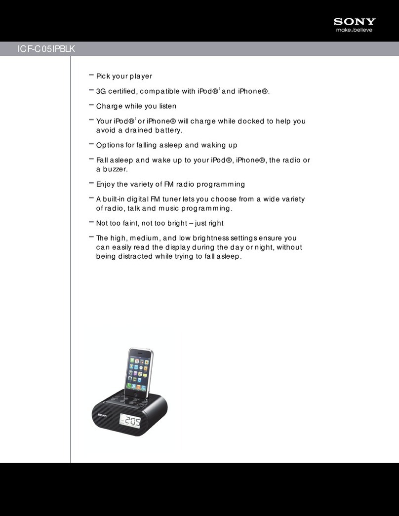 Sony ICF-C05IPBLK - Clock Radio For Ipod User manual