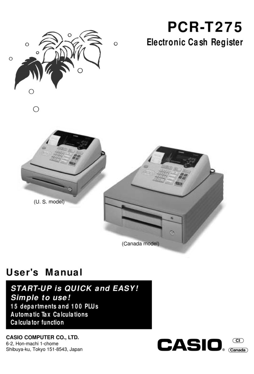 Casio PCRT275 - Cash Register w/ 15 Depts User manual