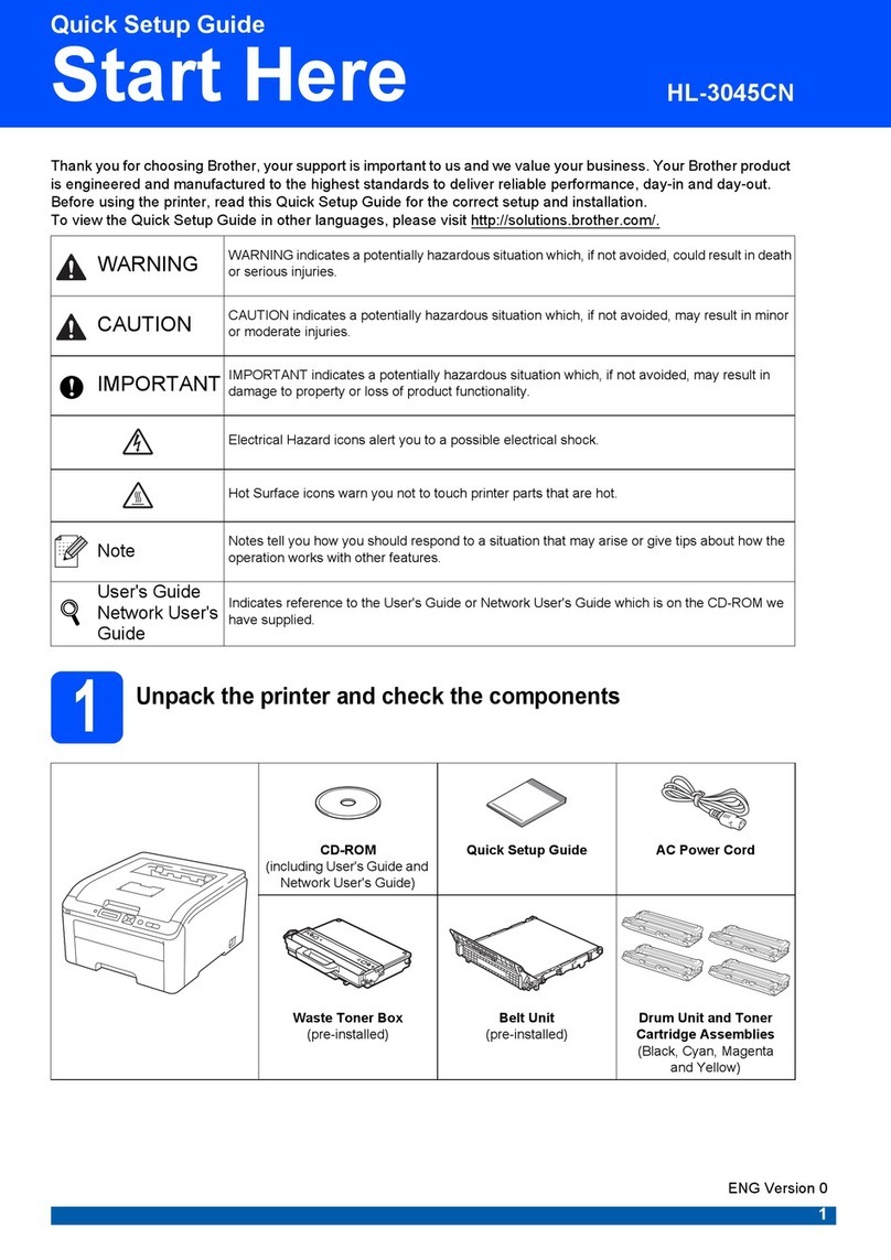 Brother HL-3075CW Quick setup guide