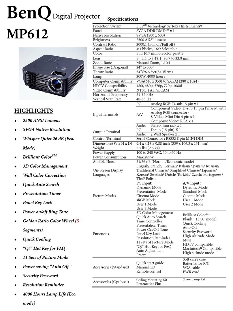 BenQ mp612 Specifications