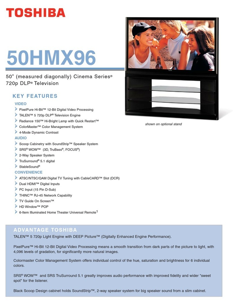 Toshiba 50HMX96 - 50" Rear Projection TV Specifications