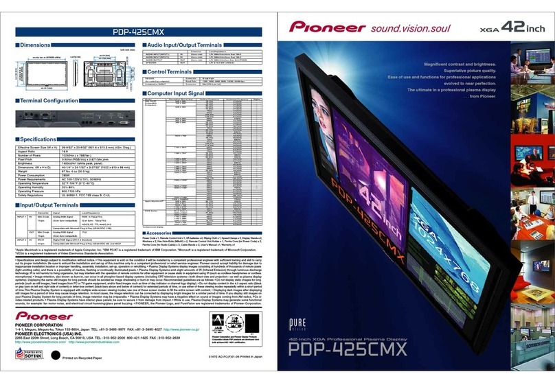 Pioneer Pure Vision PDP-425CMX User manual