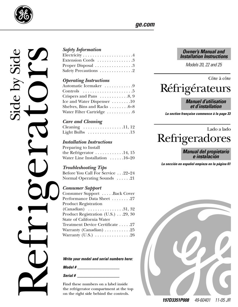 GE GSS20DBTWW - 19.9 cu. Ft. Refrigerator User manual