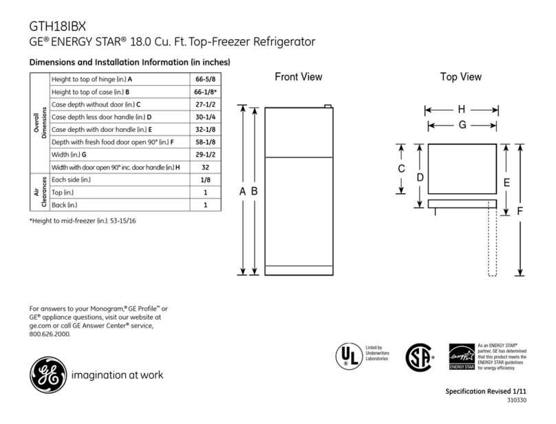 GE GTH18IBXWW - R 18.0 Cu. Ft. Top-Freezer... Manual