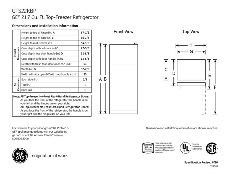 GE GTS22KBPWW - 21.7 cu. Ft. Top-Freezer... Manual