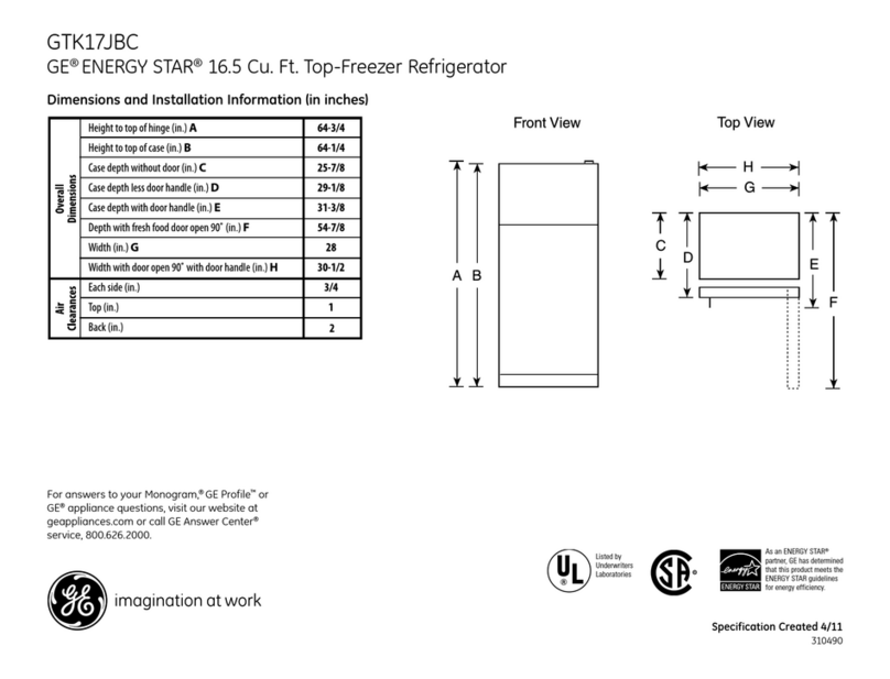GE ENERGY STAR GTK17JBCBS Manual