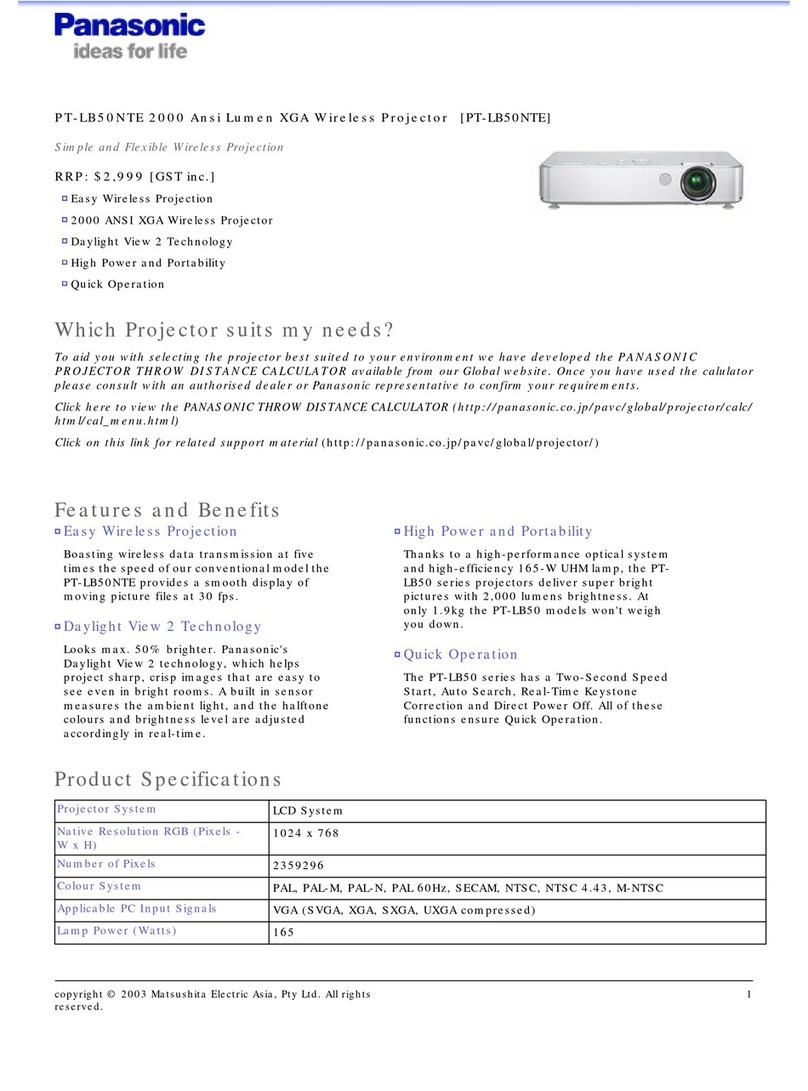 Panasonic PT-LB50NTE User manual