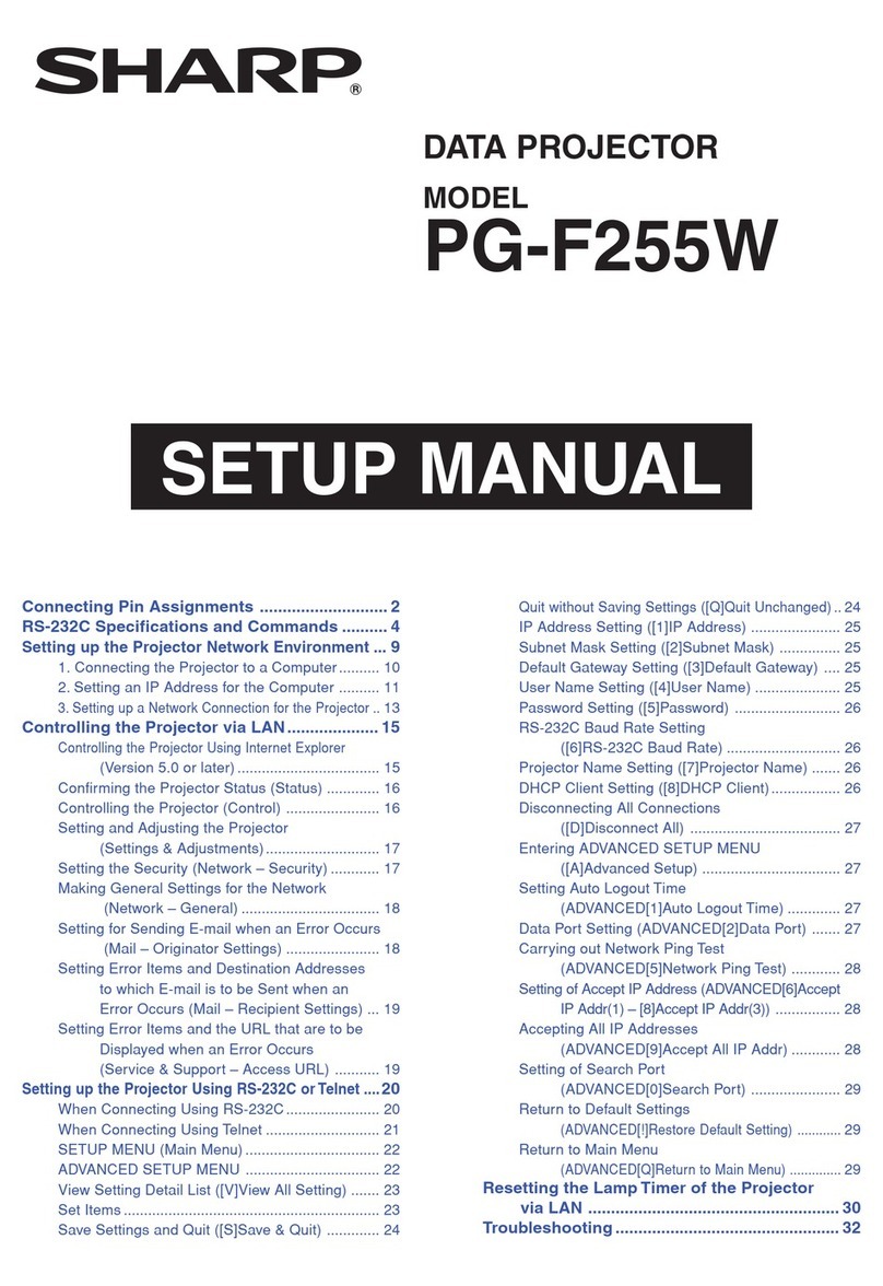 Sharp PG-F255W - Notevision WXGA DLP Projector User guide
