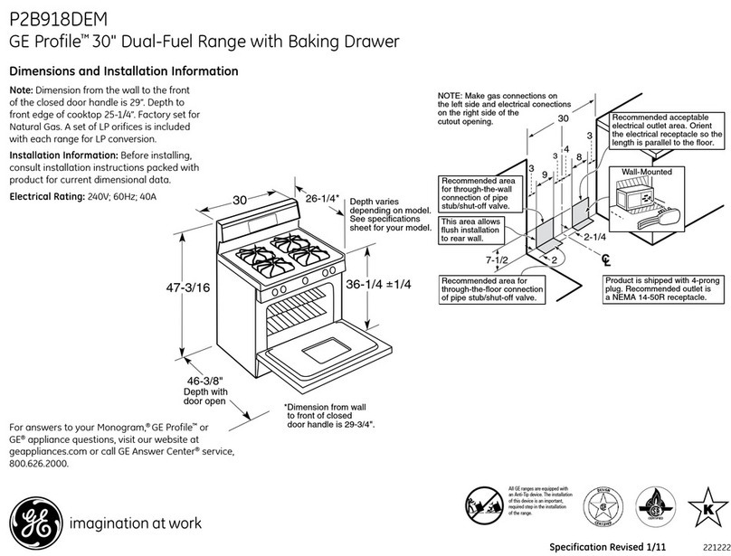 GE P2B918DEMWW - 30" Dual Range Manual